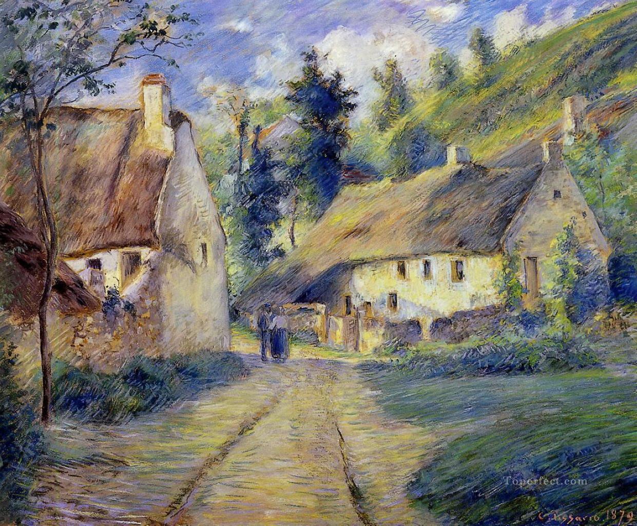 cottages at auvers near pontoise 1879 Camille Pissarro scenery Oil Paintings